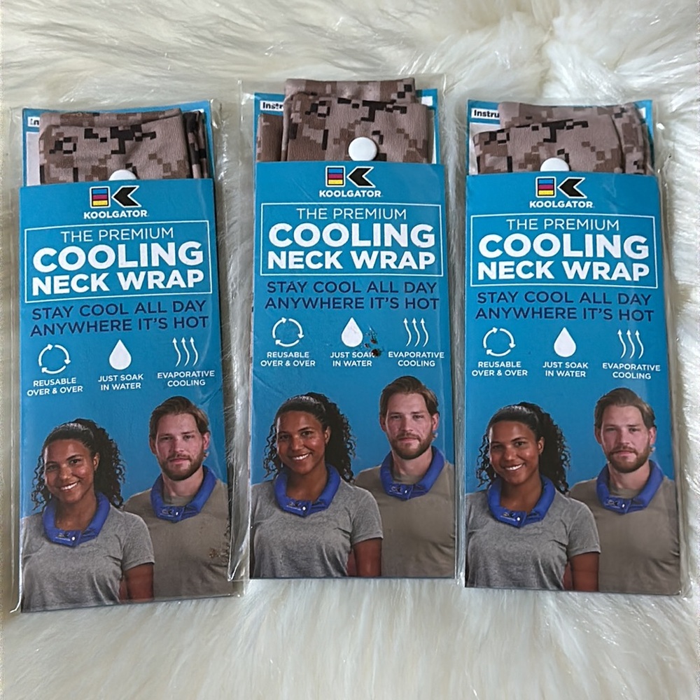 🌸NEW 3 Pieces KOOLGATOR Evaporative Cooling Neck Wrap - Keep Cool in The…